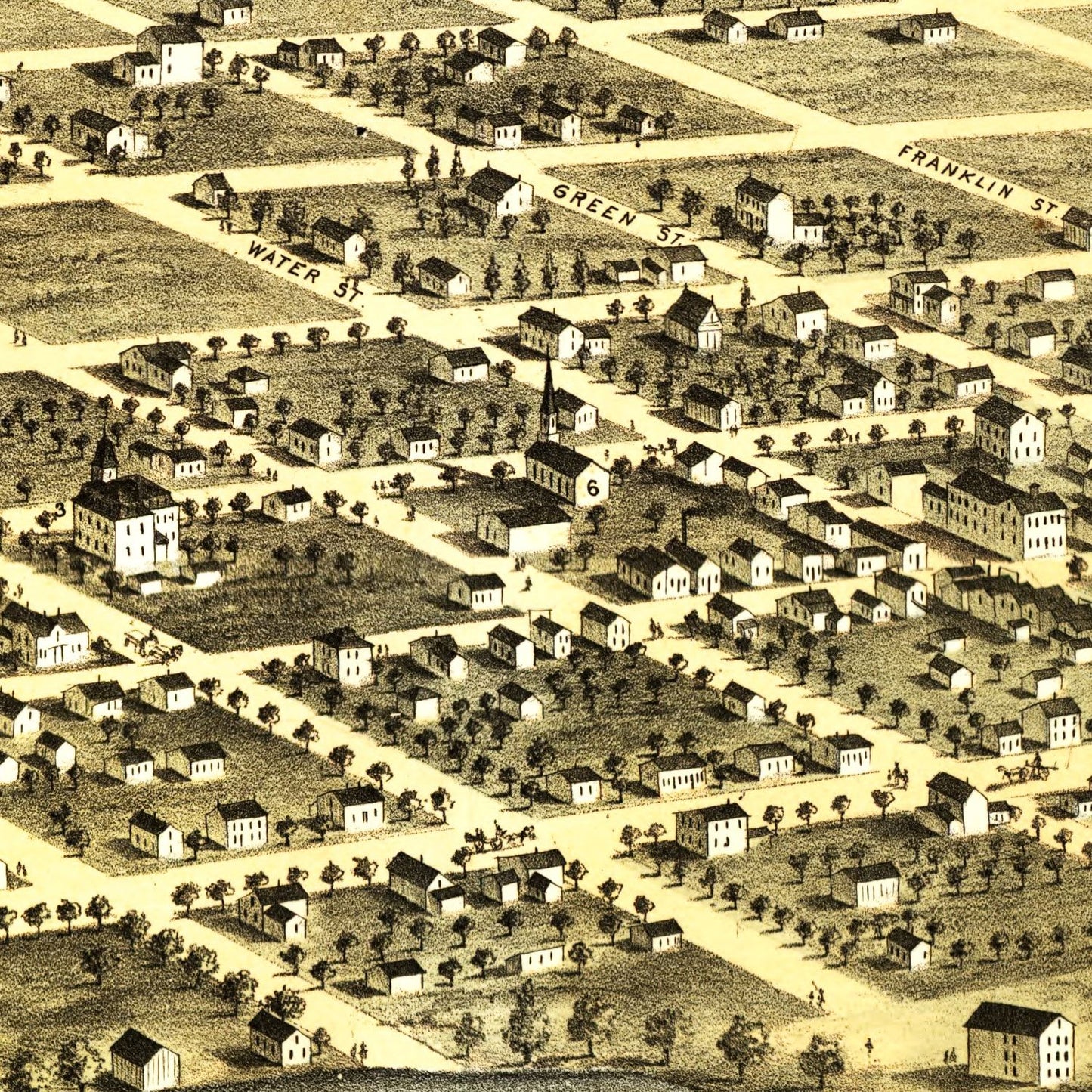Vintage Map of Marengo, Iowa, 1868