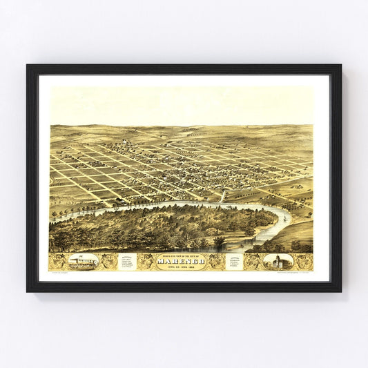 Vintage map of Marengo, Iowa, 1868