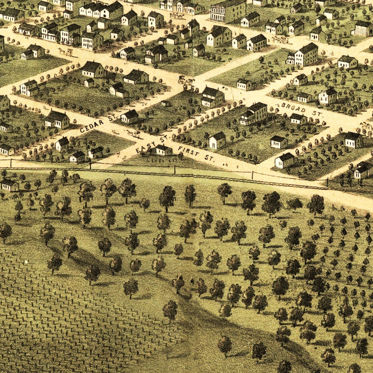 Vintage Map of Marion, Iowa, 1868
