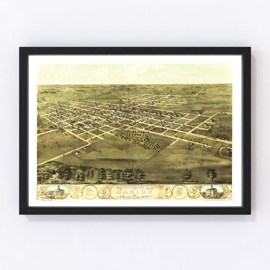 Vintage map of Marion, Iowa, 1868