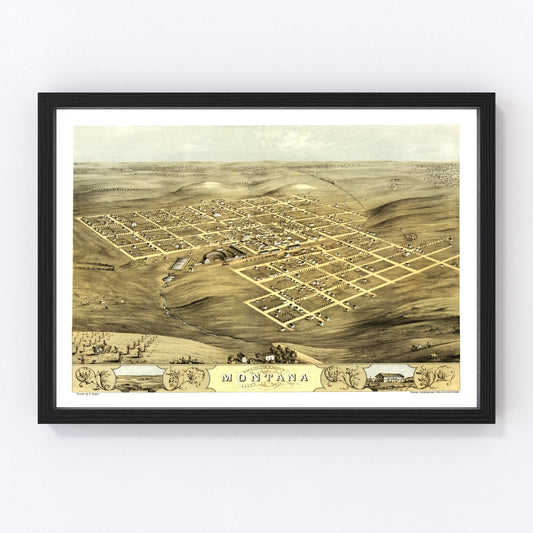 Vintage map of Montana, Boone County, Iowa, 1868