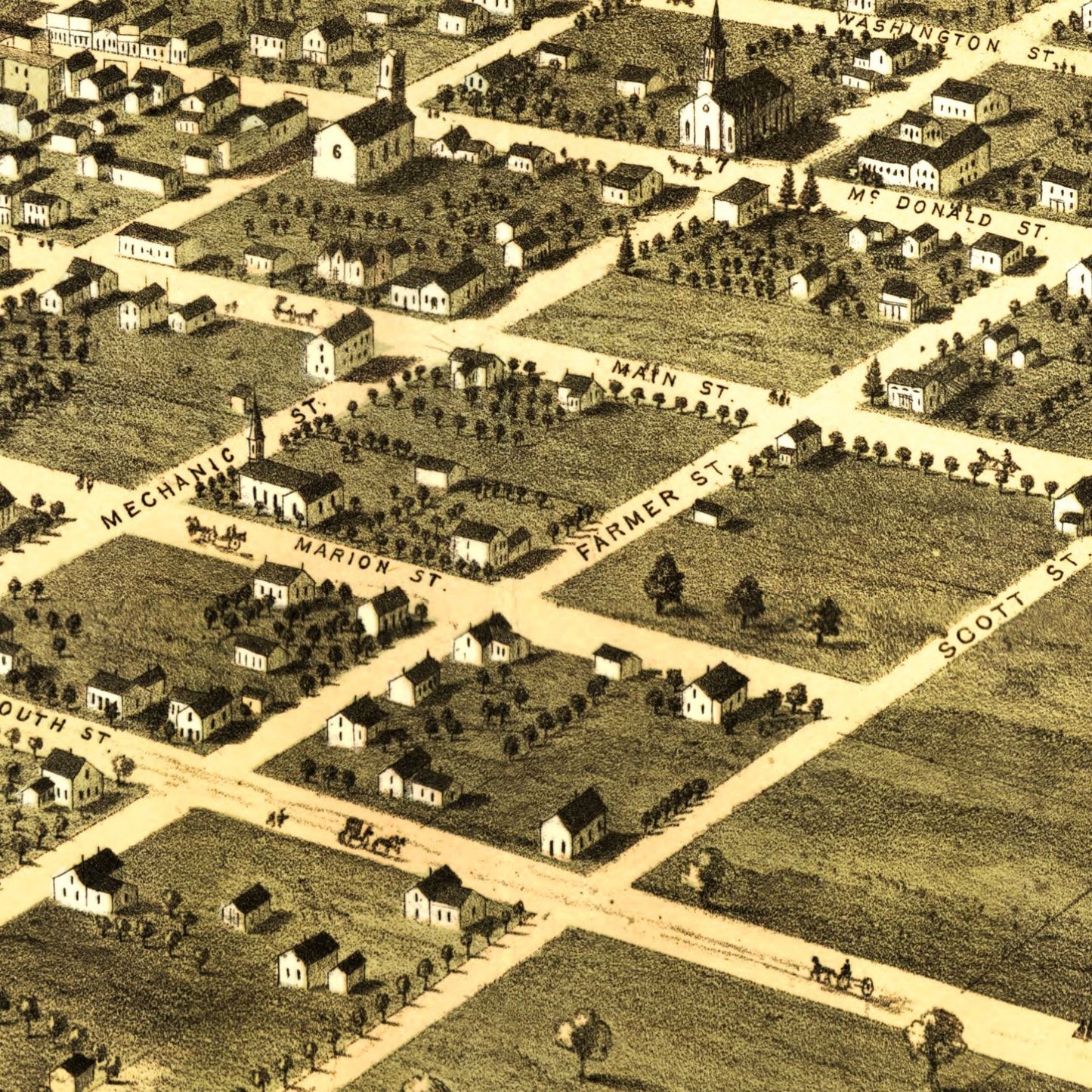 Vintage Map of Newton, Iowa, 1868