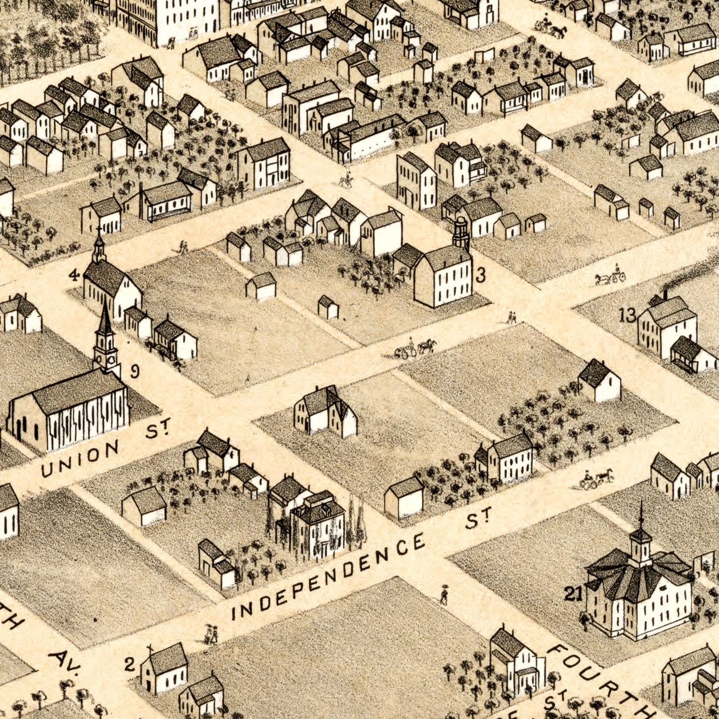 Vintage Map of Pella, Iowa, 1869