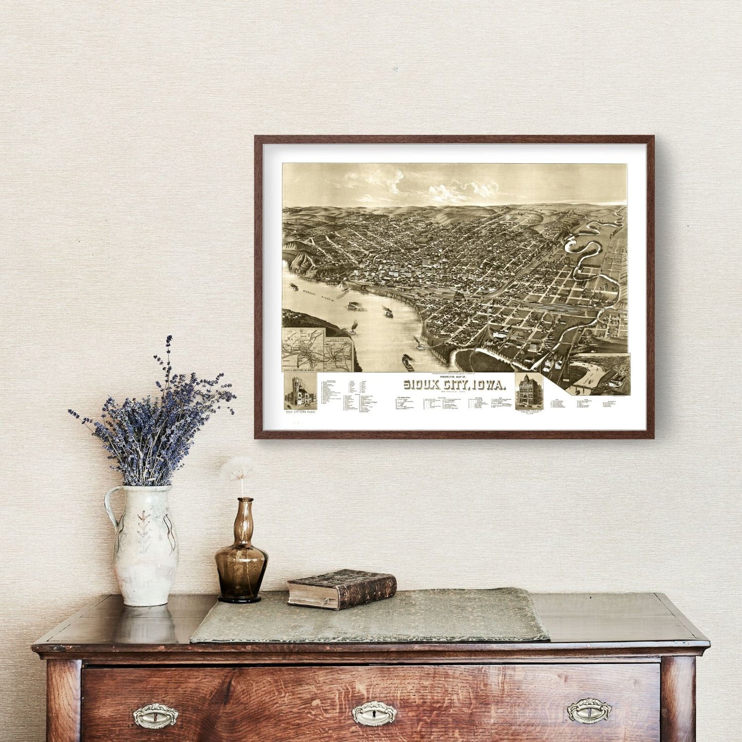 Vintage Map of Sioux City, Iowa, 1888