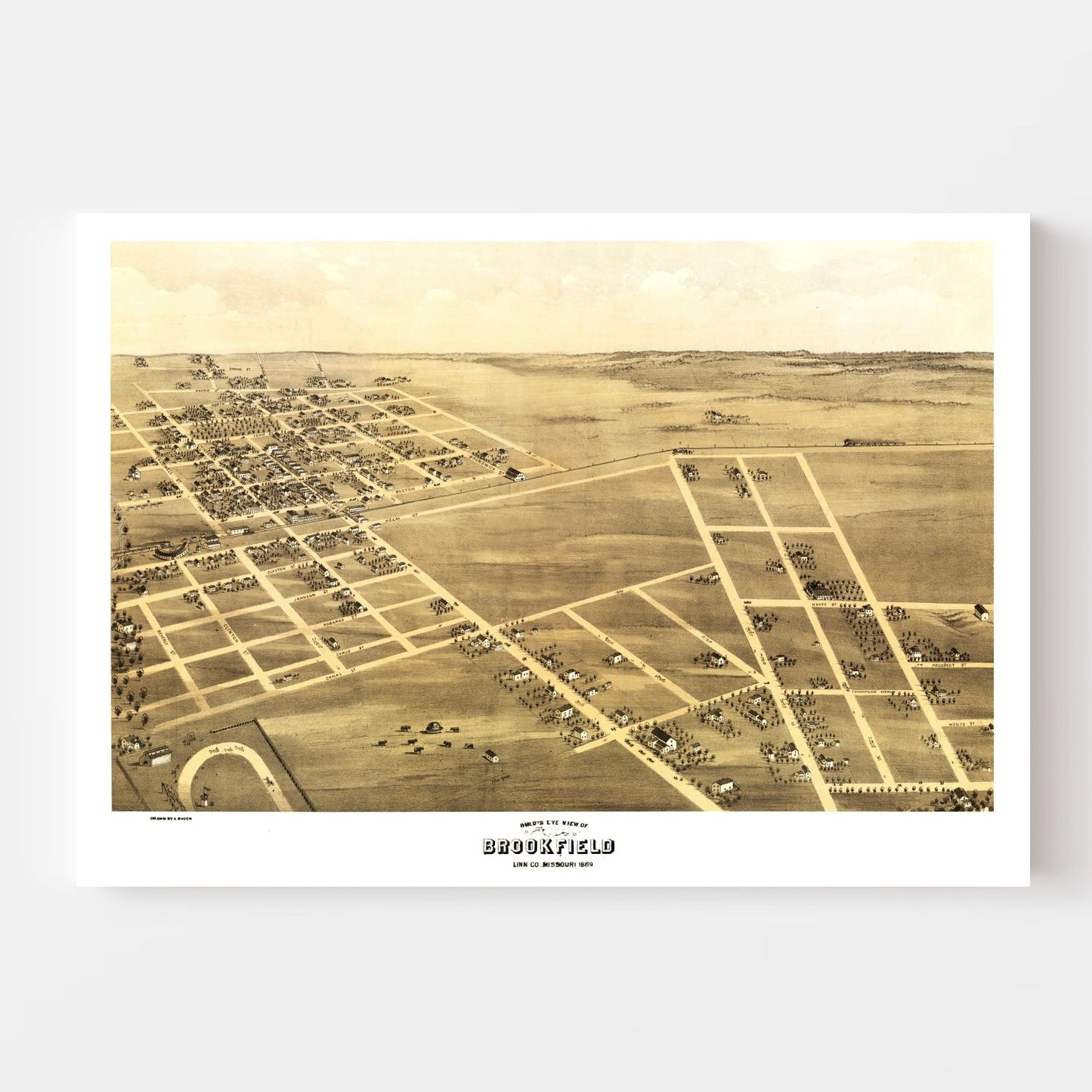 Vintage Map of Brookfield, Missouri 1869