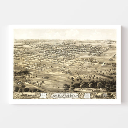 Vintage Map of Chillicothe, Missouri, 1869
