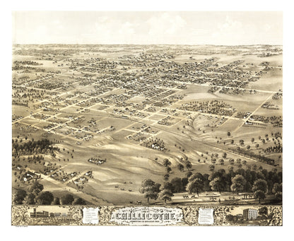 Vintage Map of Chillicothe, Missouri, 1869