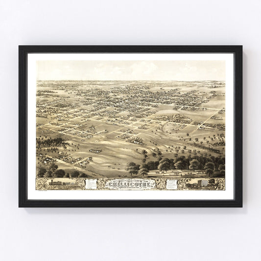 Vintage map of Chillicothe, Missouri, 1869, digitally restored