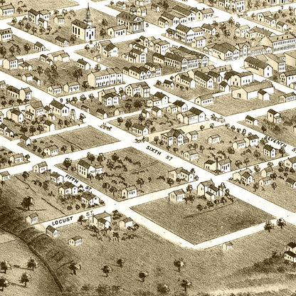 Vintage Map of Columbia, Missouri 1869