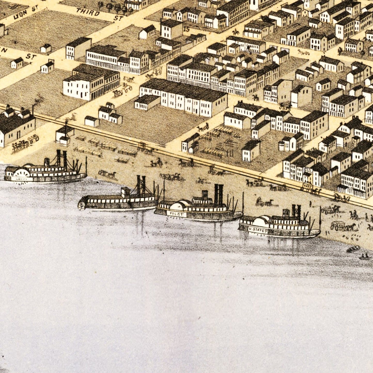 Vintage Map of Hannibal, Missouri, 1869
