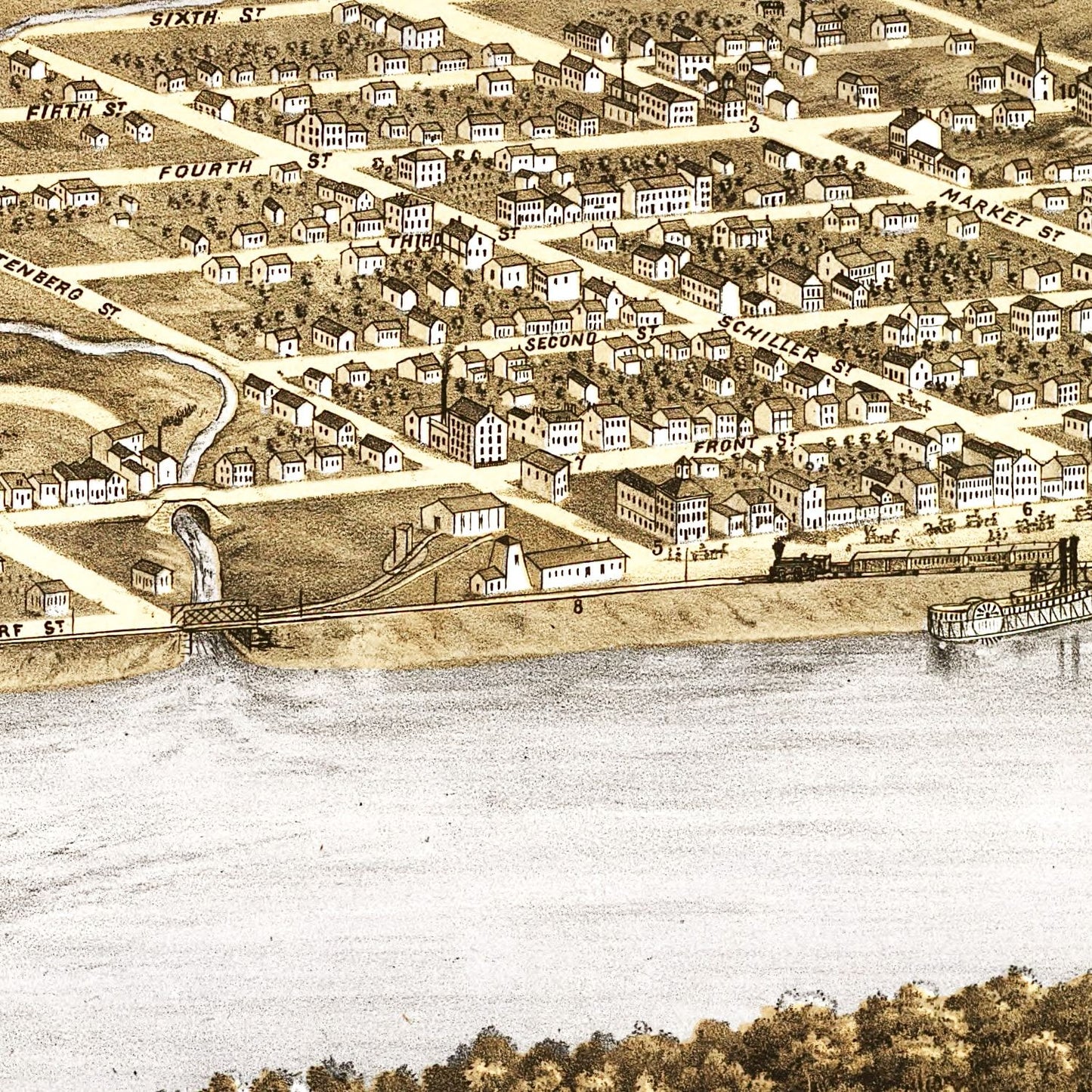 Vintage Map of Hermann, Gasconade County, Missouri, 1869