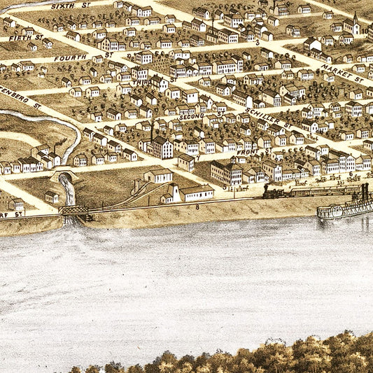 Vintage Map of Hermann, Gasconade County, Missouri, 1869