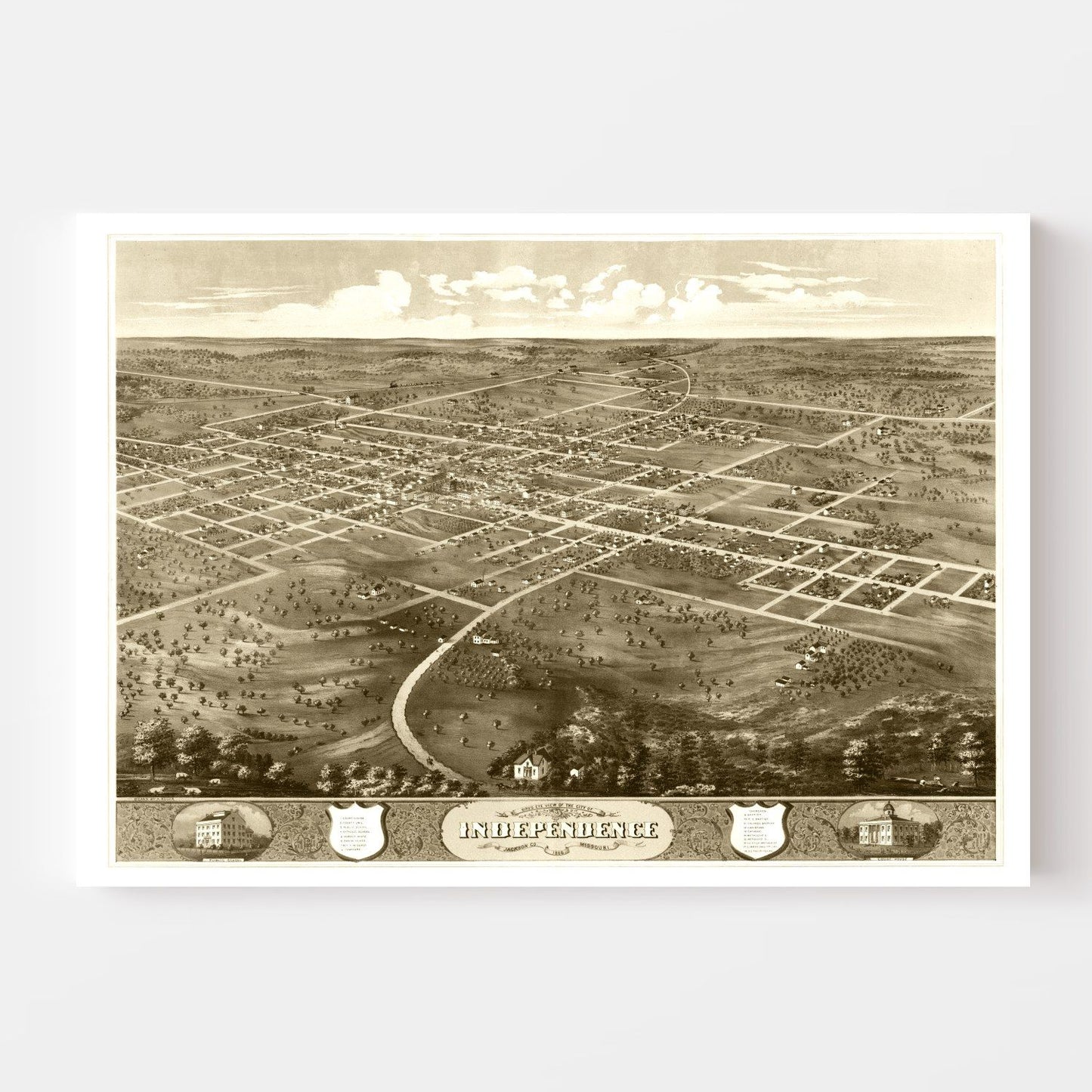 Vintage Map of Independence, Mississippi, 1868