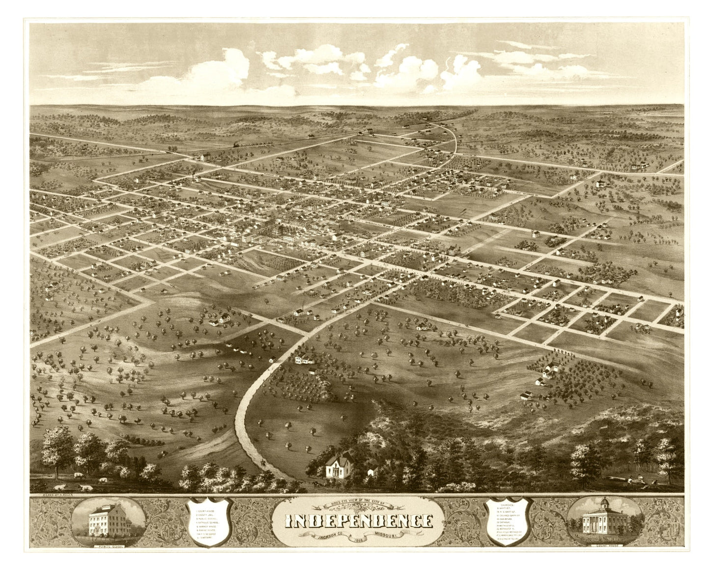 Vintage Map of Independence, Mississippi, 1868