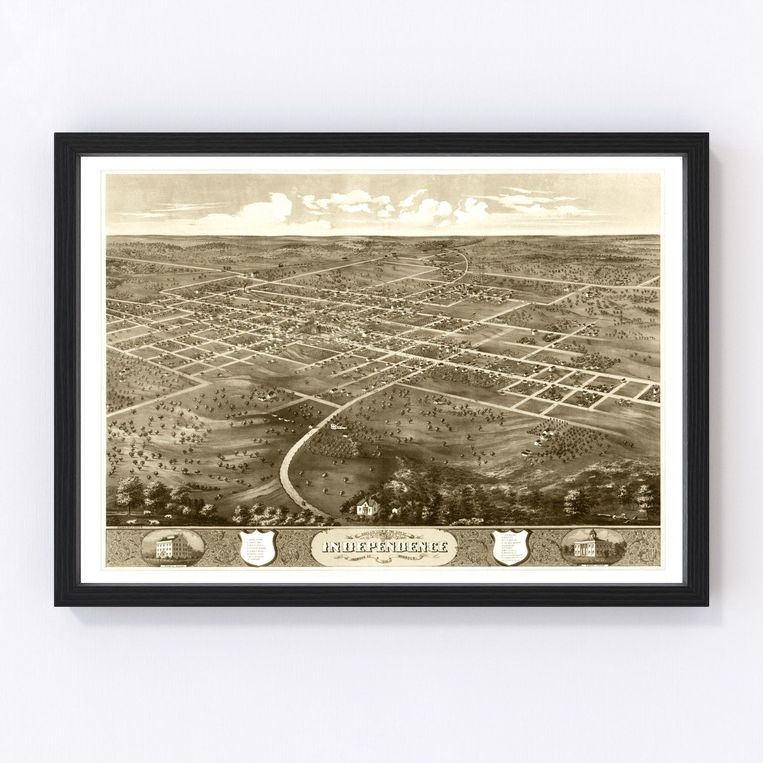 Vintage map of Independence, Mississippi, 1868