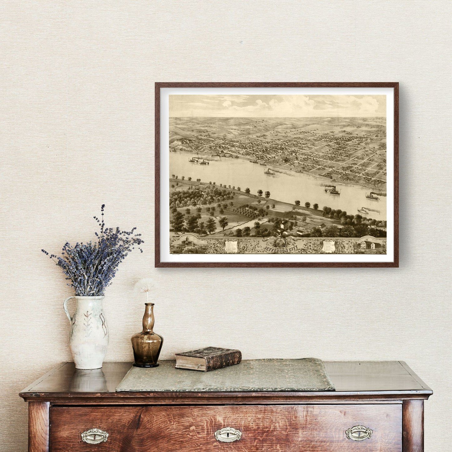 Vintage Map of Jefferson City, Cole County, Missouri, 1869