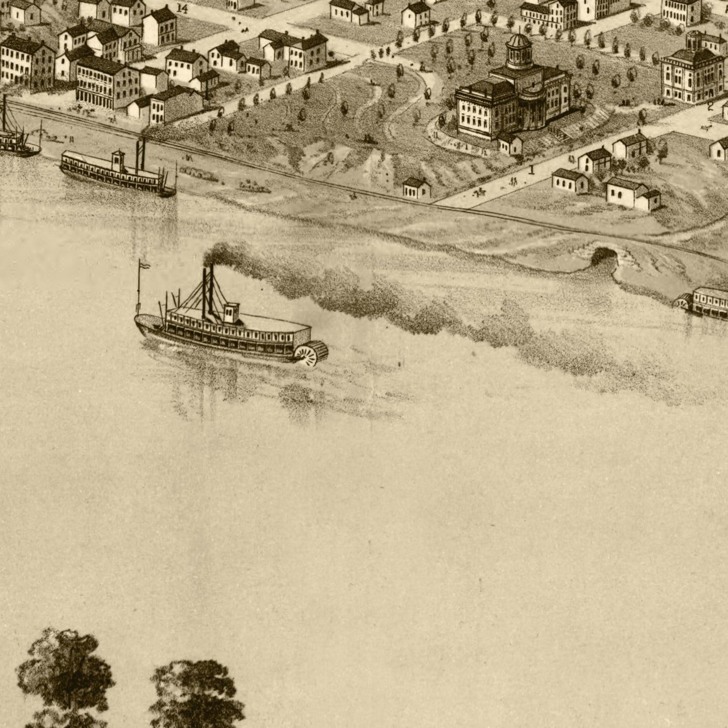 Vintage Map of Jefferson City, Cole County, Missouri, 1869