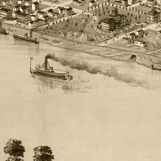 Vintage Map of Jefferson City, Cole County, Missouri, 1869