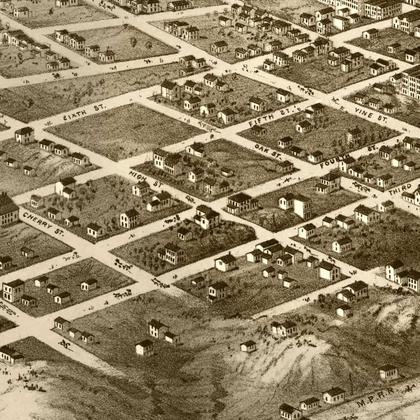 Vintage Map of Kansas City, Missouri, 1869
