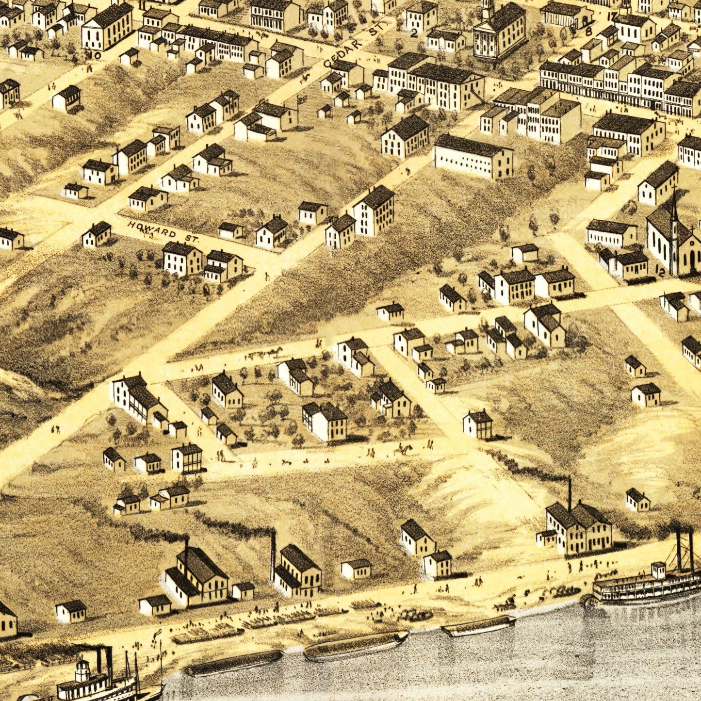 Vintage Map of Lexington, Missouri, 1869