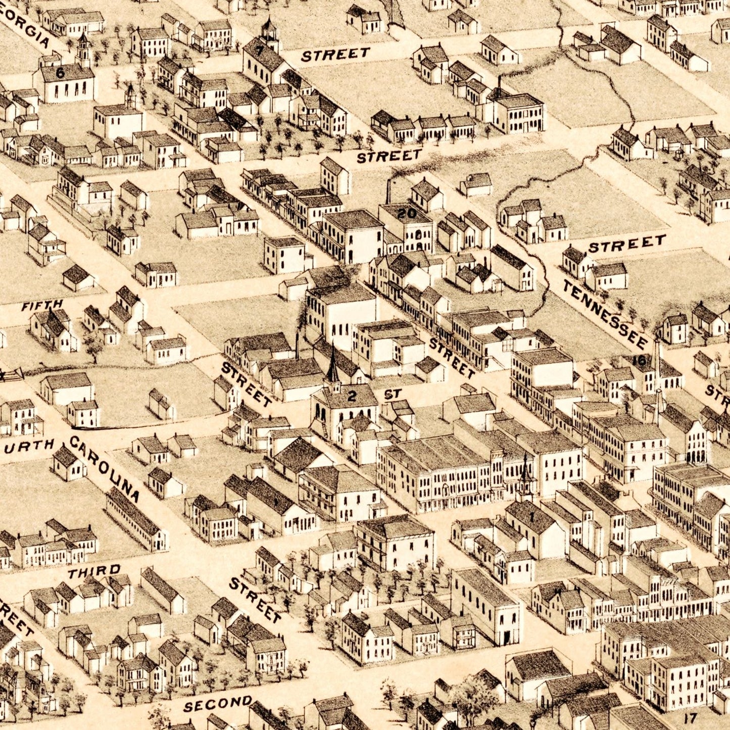 Vintage Map of Louisiana, Pike County, Missouri, 1876