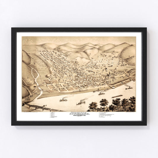 Vintage map of Louisiana, Pike County, Missouri, 1876