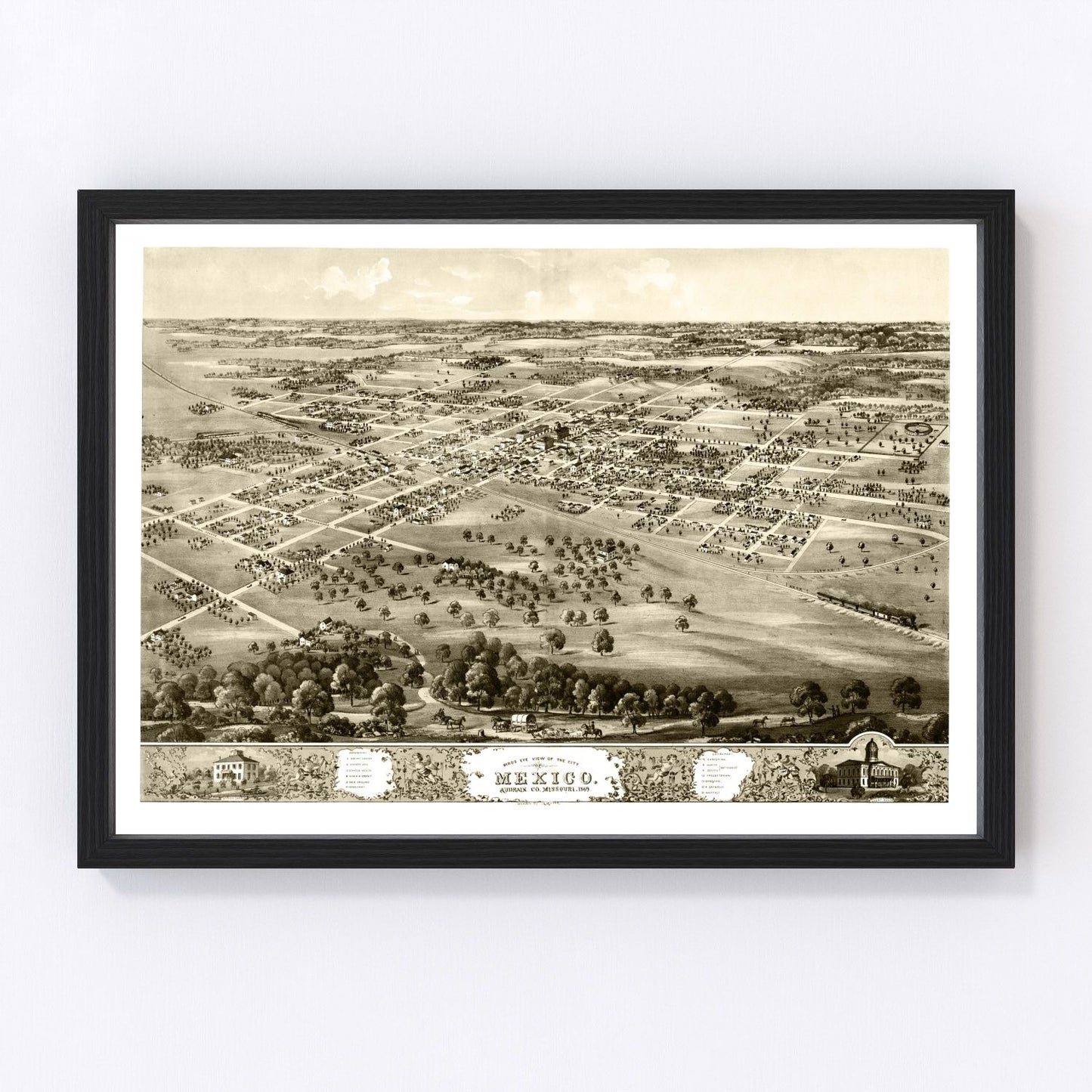 vintage map of Mexico, Audrain County, Missouri, 1869