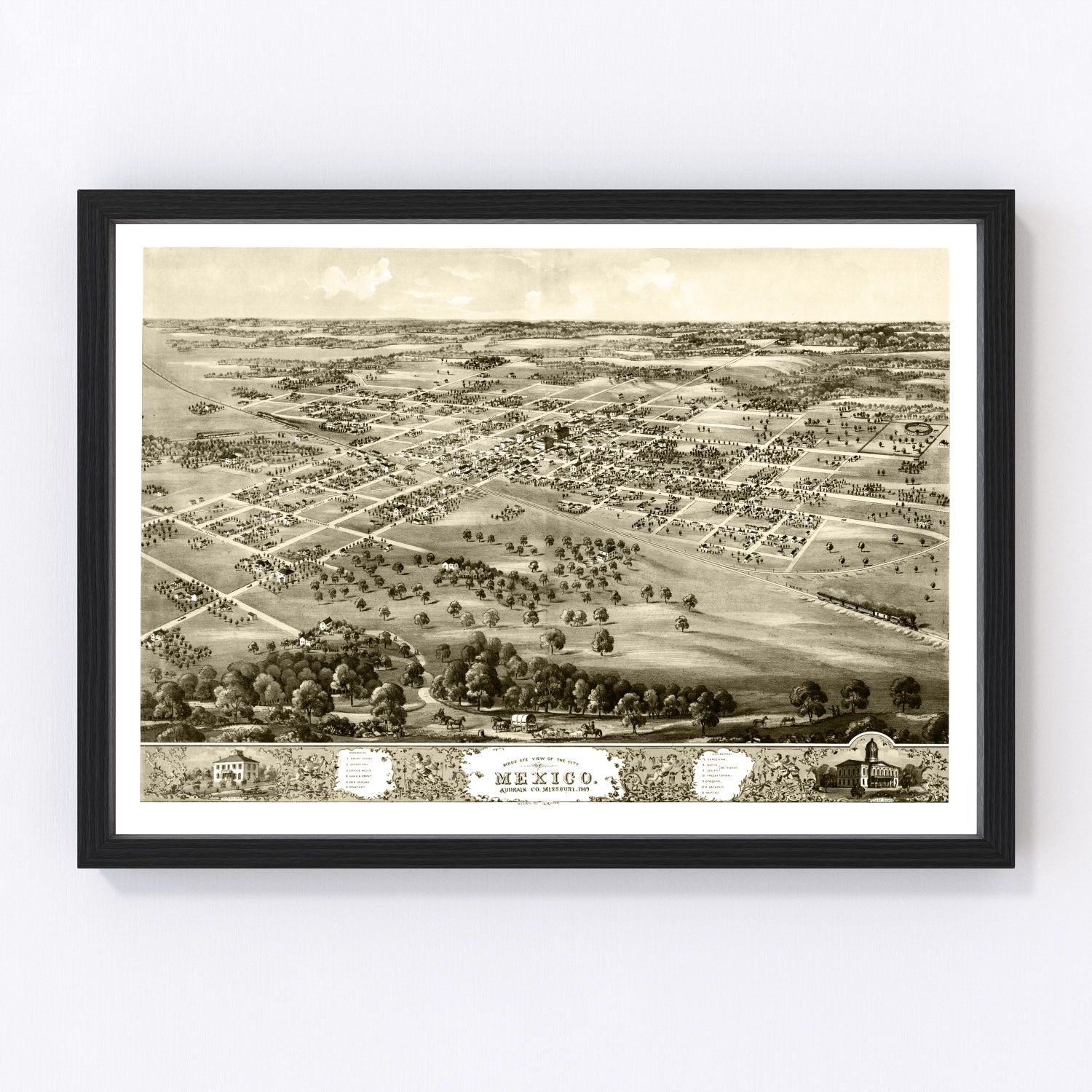 vintage map of Mexico, Audrain County, Missouri, 1869