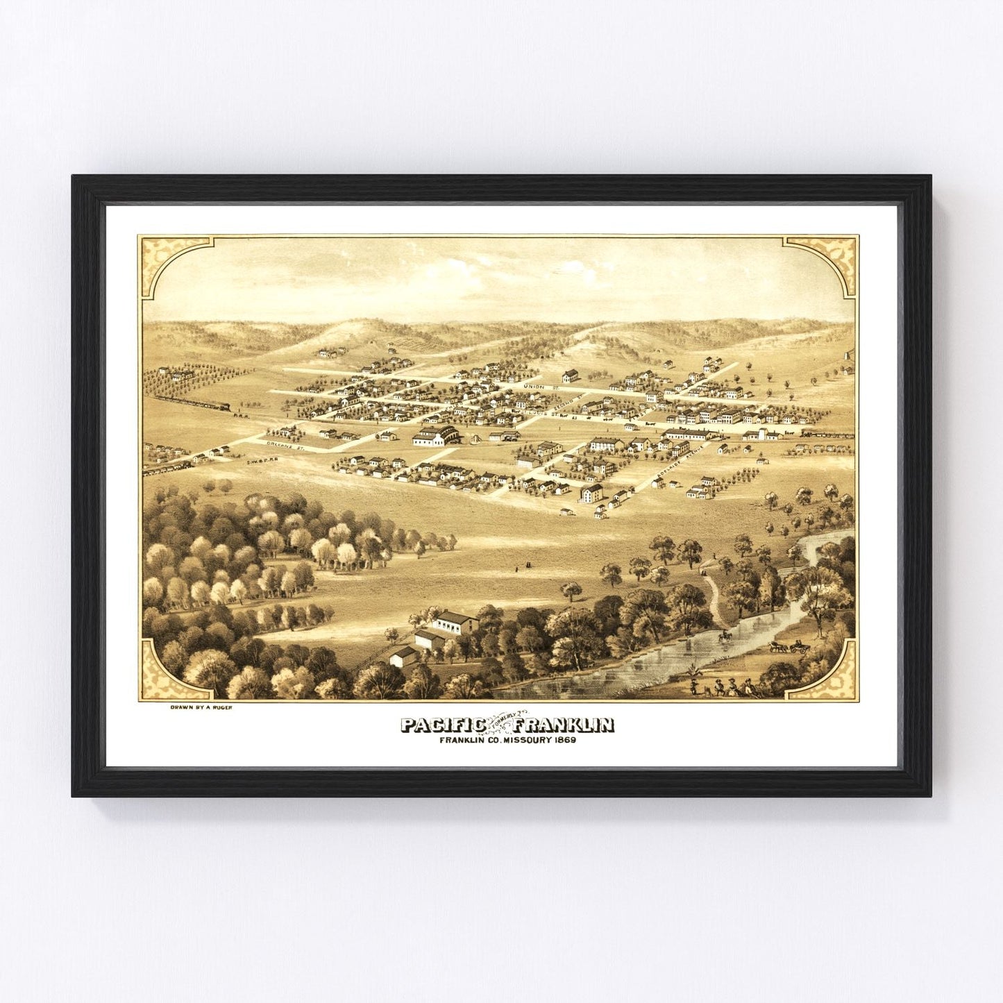 Vintage map of Pacific, Missouri, 1869
