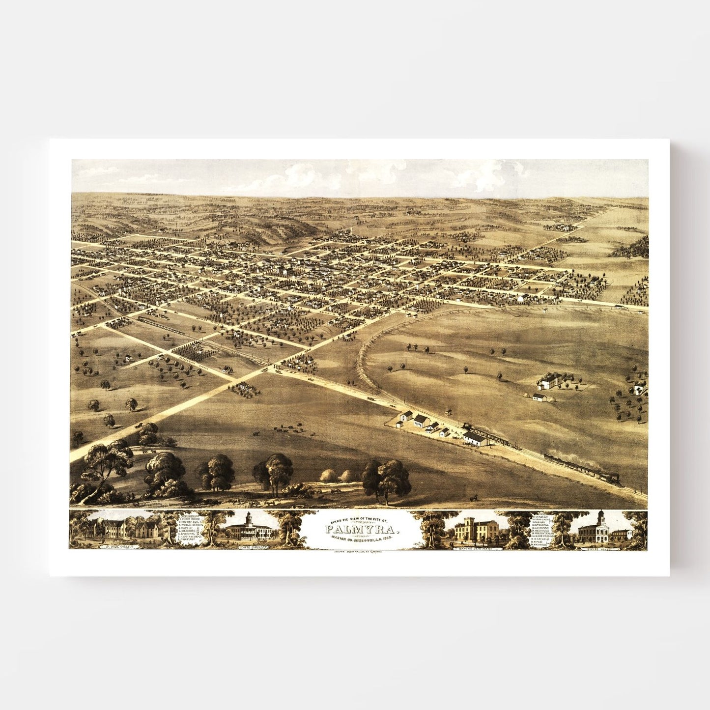 Vintage Map of Palmyra, Missouri, 1869