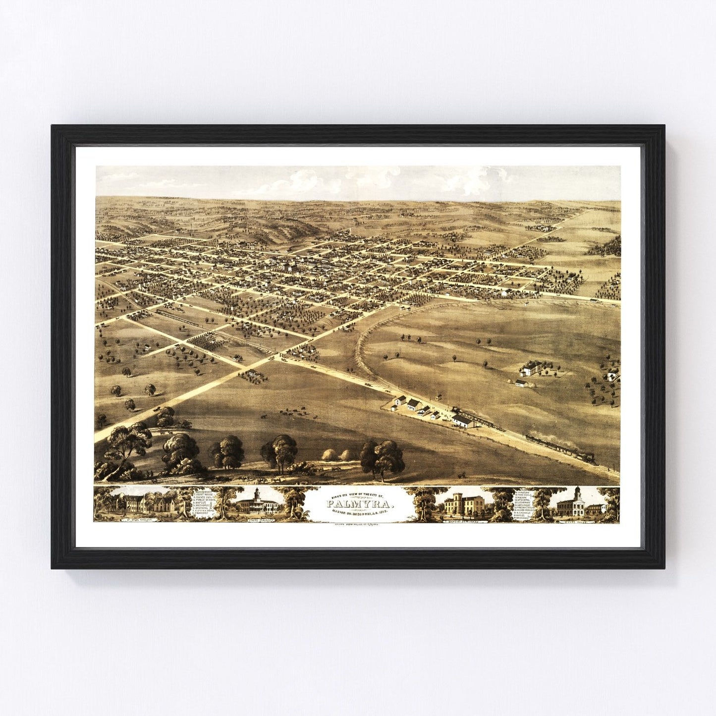 Vintage map of Palmyra, Missouri, 1869