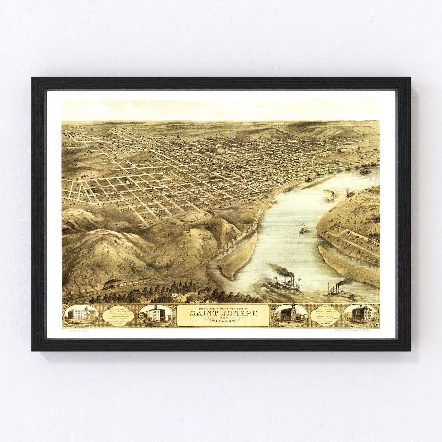 vintage map of Saint Joseph, Missouri, 1868