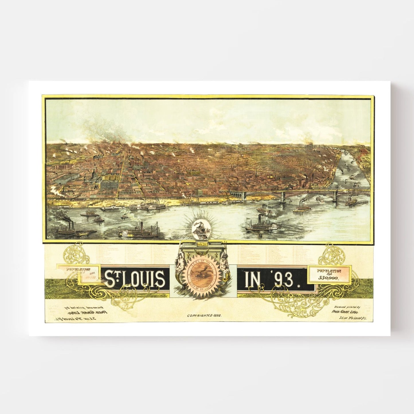 Vintage Map of St. Louis, Missouri, 1893