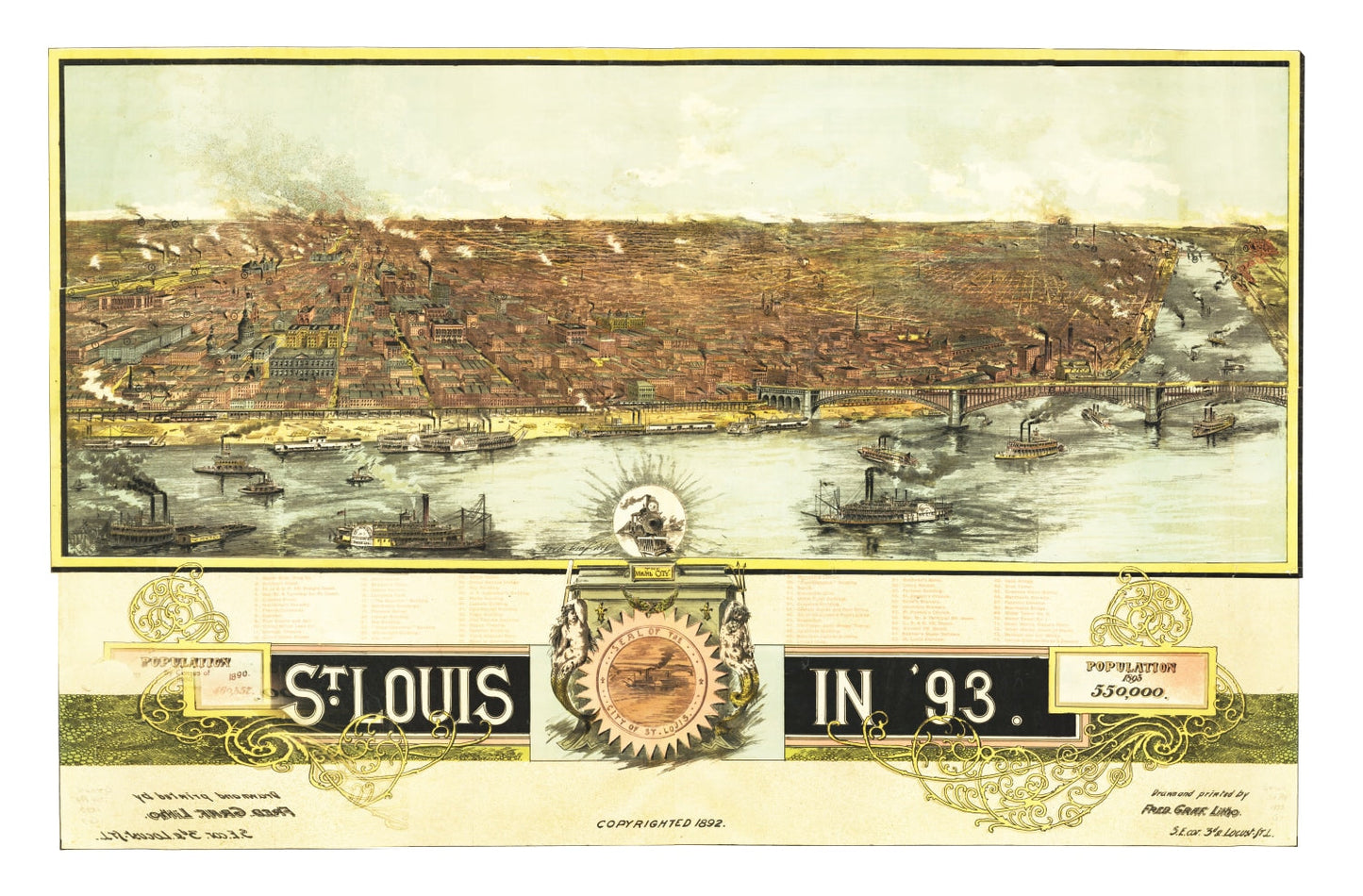 Vintage Map of St. Louis, Missouri, 1893