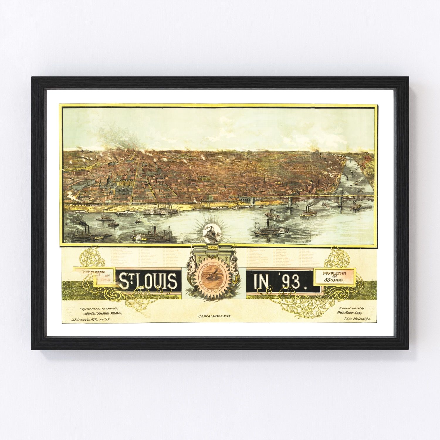 vintage map of St. Louis, Missouri, 1893