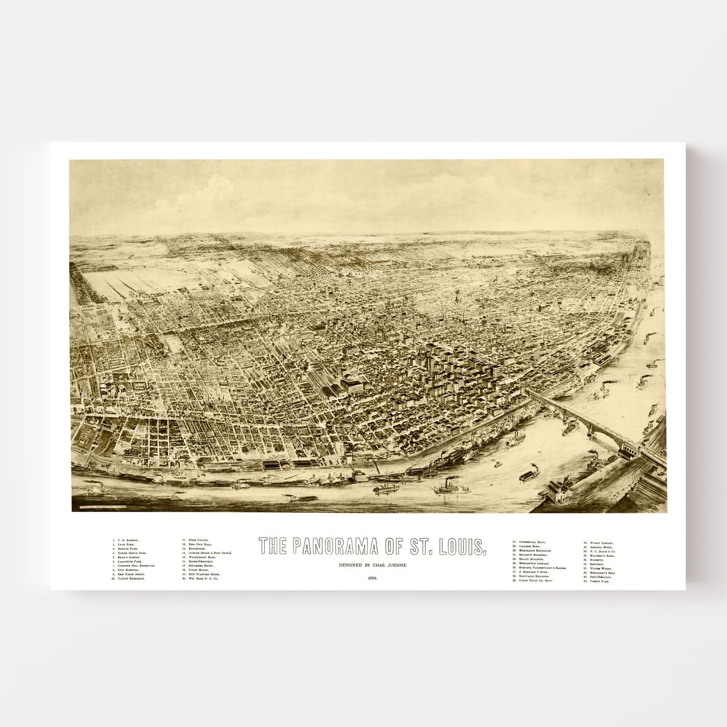 Vintage Map of St. Louis, Missouri, 1894 II