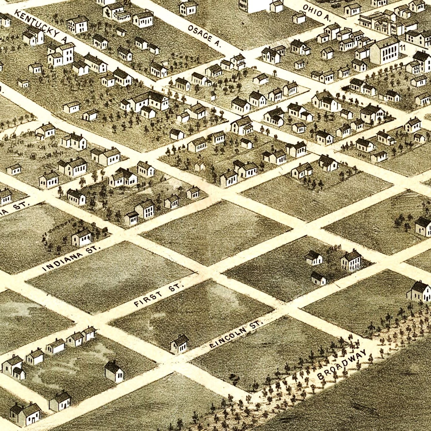 Vintage Map of Sedalia, Missouri, 1869