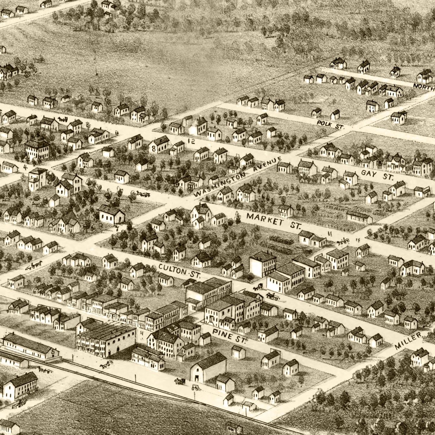 Vintage Map of Warrensburg, Missouri, 1869