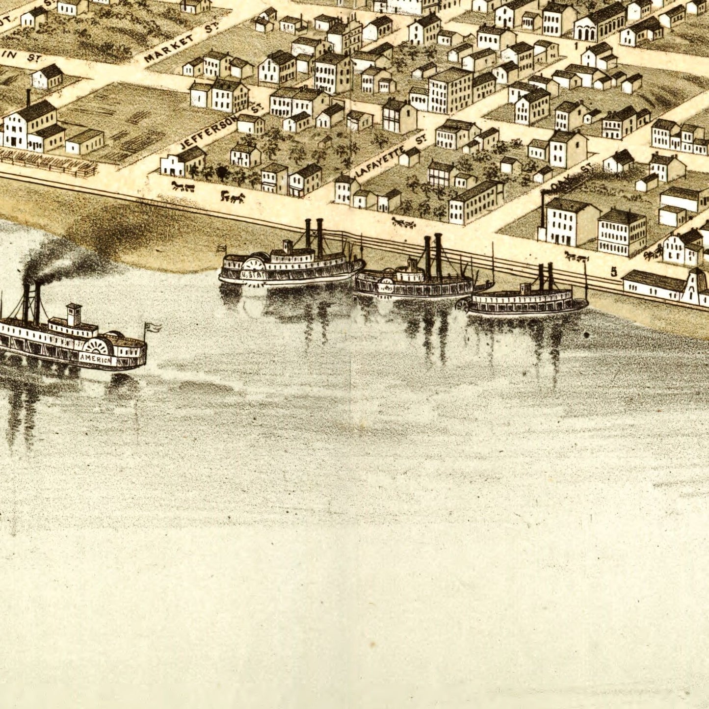 Vintage Map of Washington, Missouri, 1869