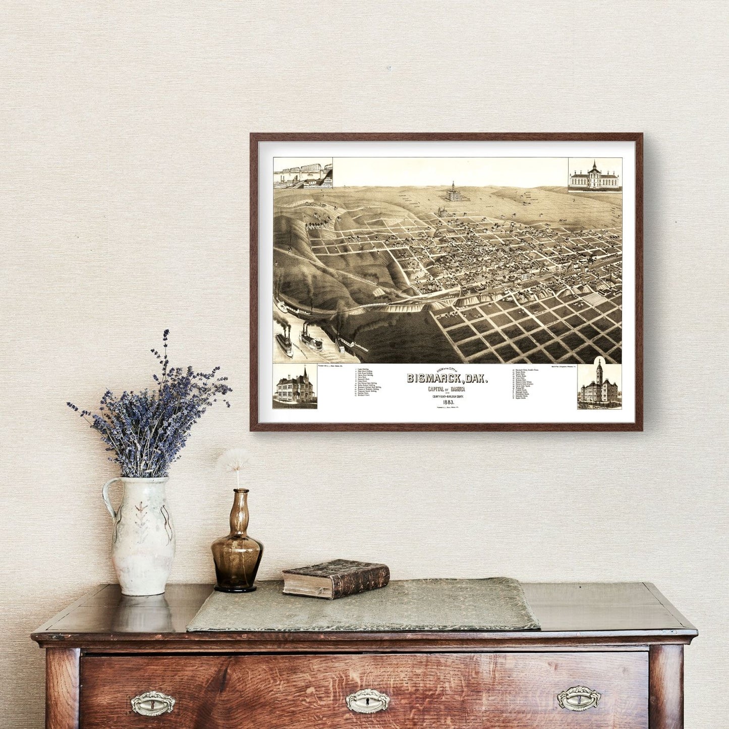 Vintage Map of Bismarck, North Dakota, 1883