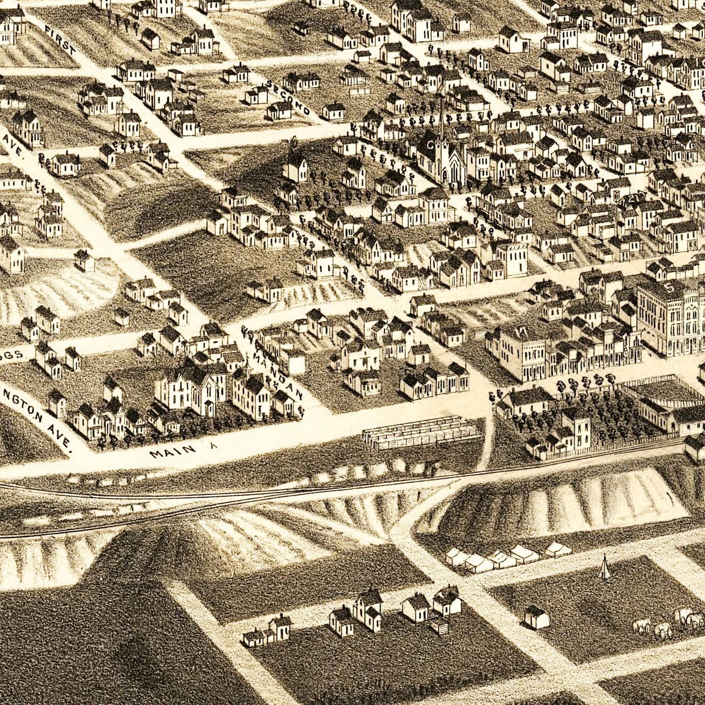 Vintage Map of Bismarck, North Dakota, 1883