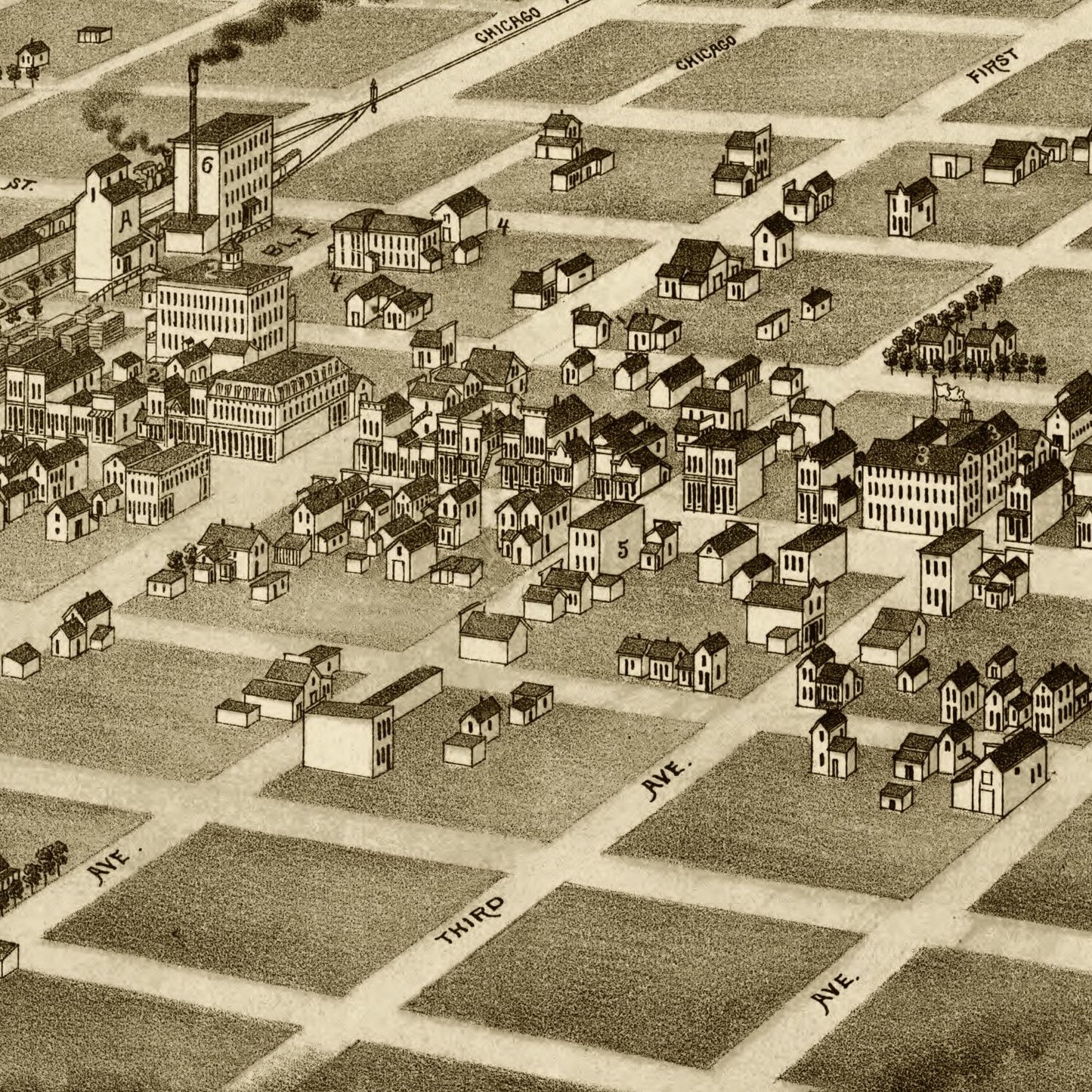 Vintage Map of Aberdeen, South Dakota, 1883