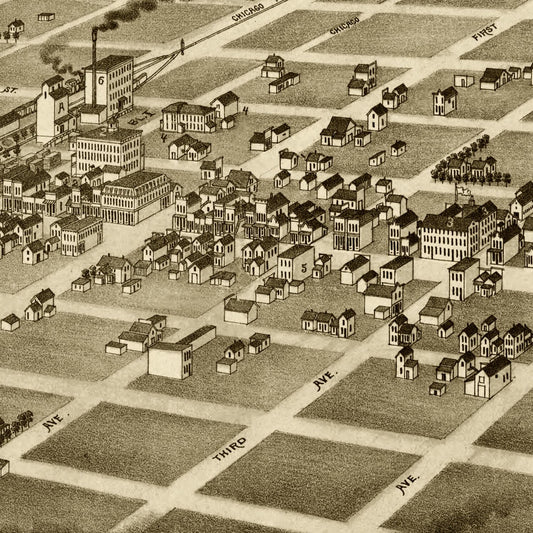 Vintage Map of Aberdeen, South Dakota, 1883