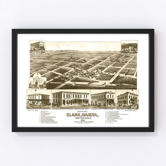 Vintage map of Clark County, South Dakota, 1883