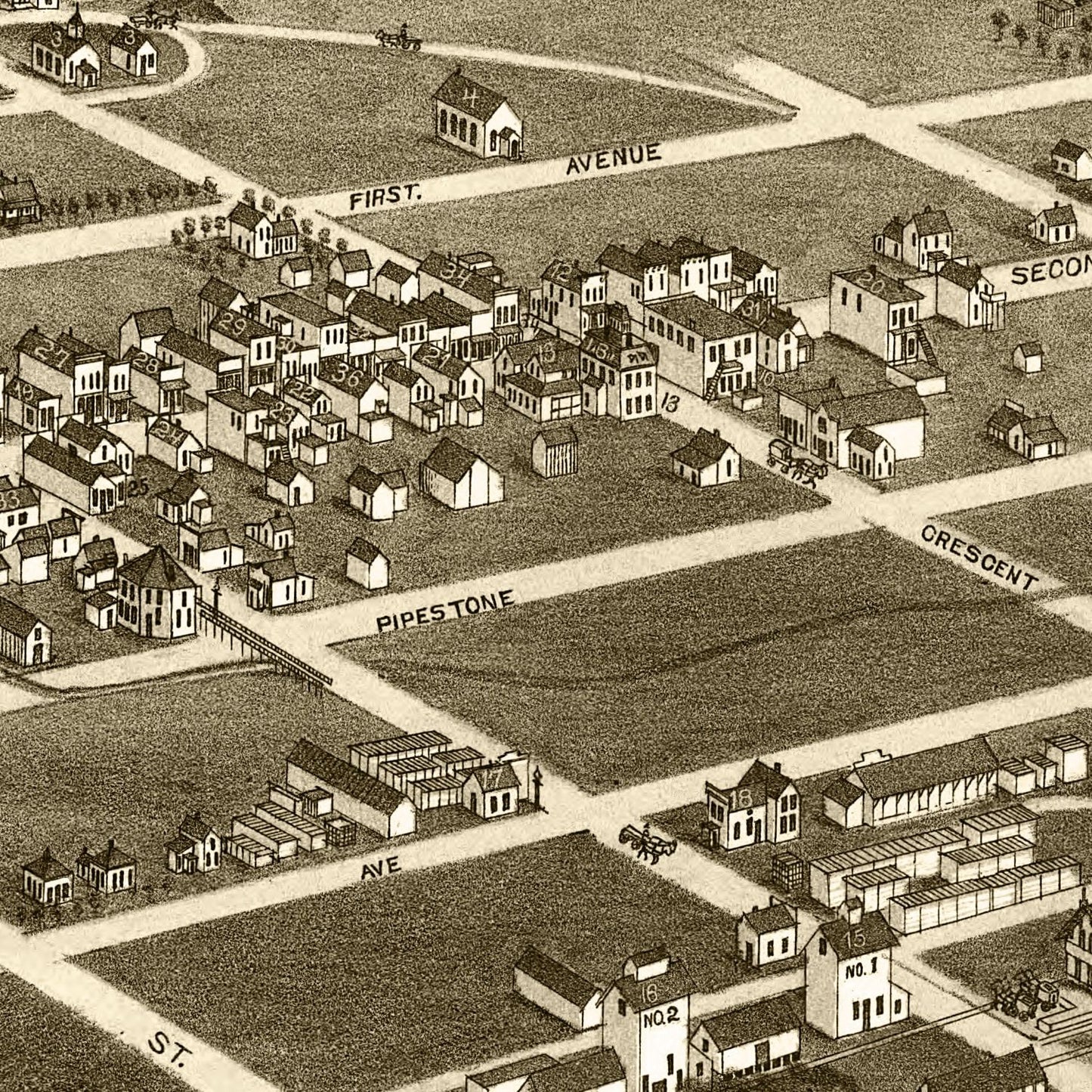 Vintage Map of Flandreau, South Dakota 1883