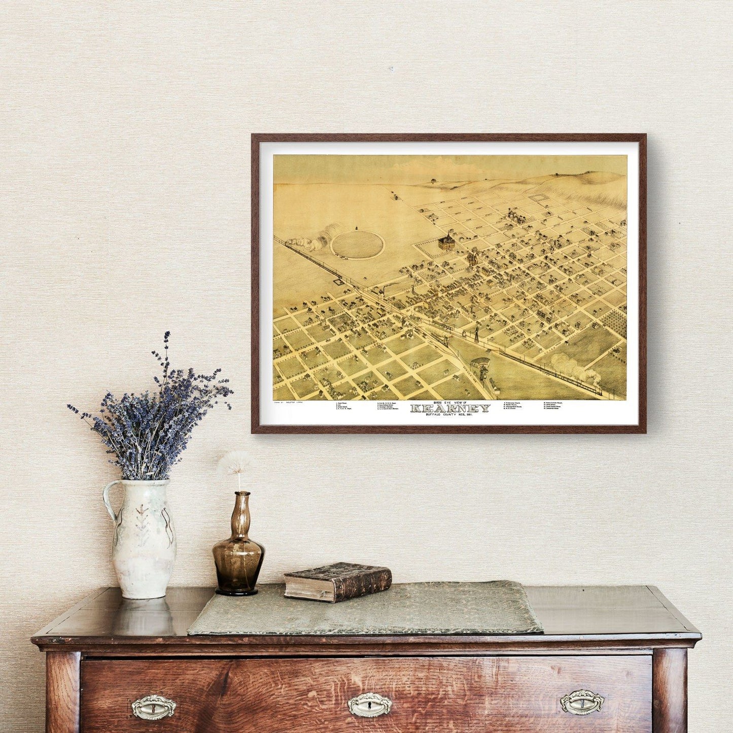 Vintage Map of Kearney, Nebraska, 1881