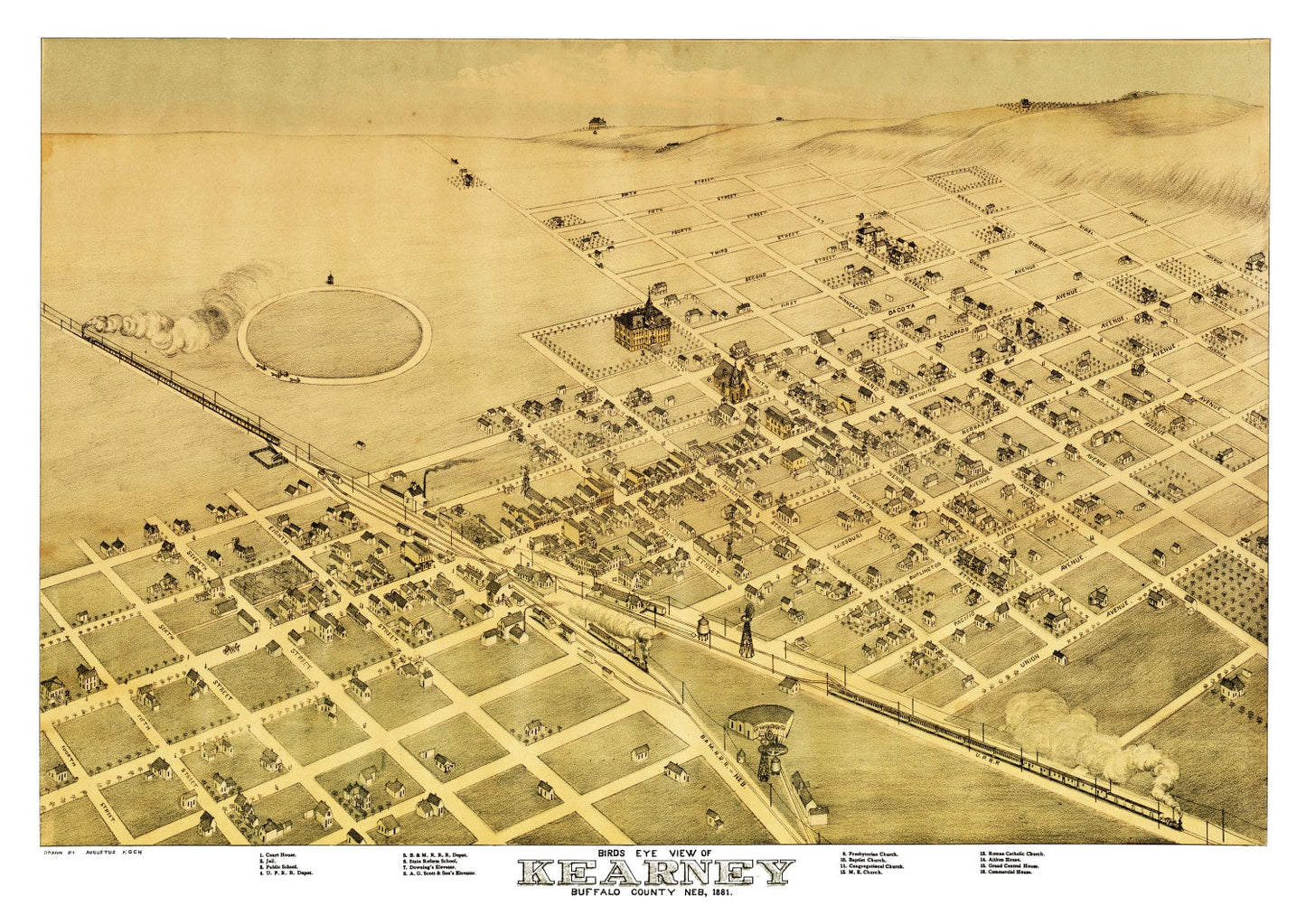 Vintage Map of Kearney, Nebraska, 1881