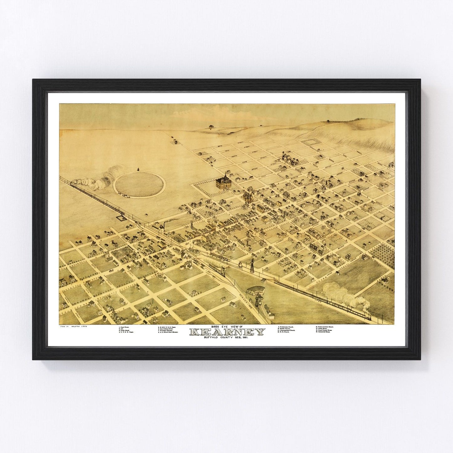 Vintage map of Kearney, Nebraska, 1881