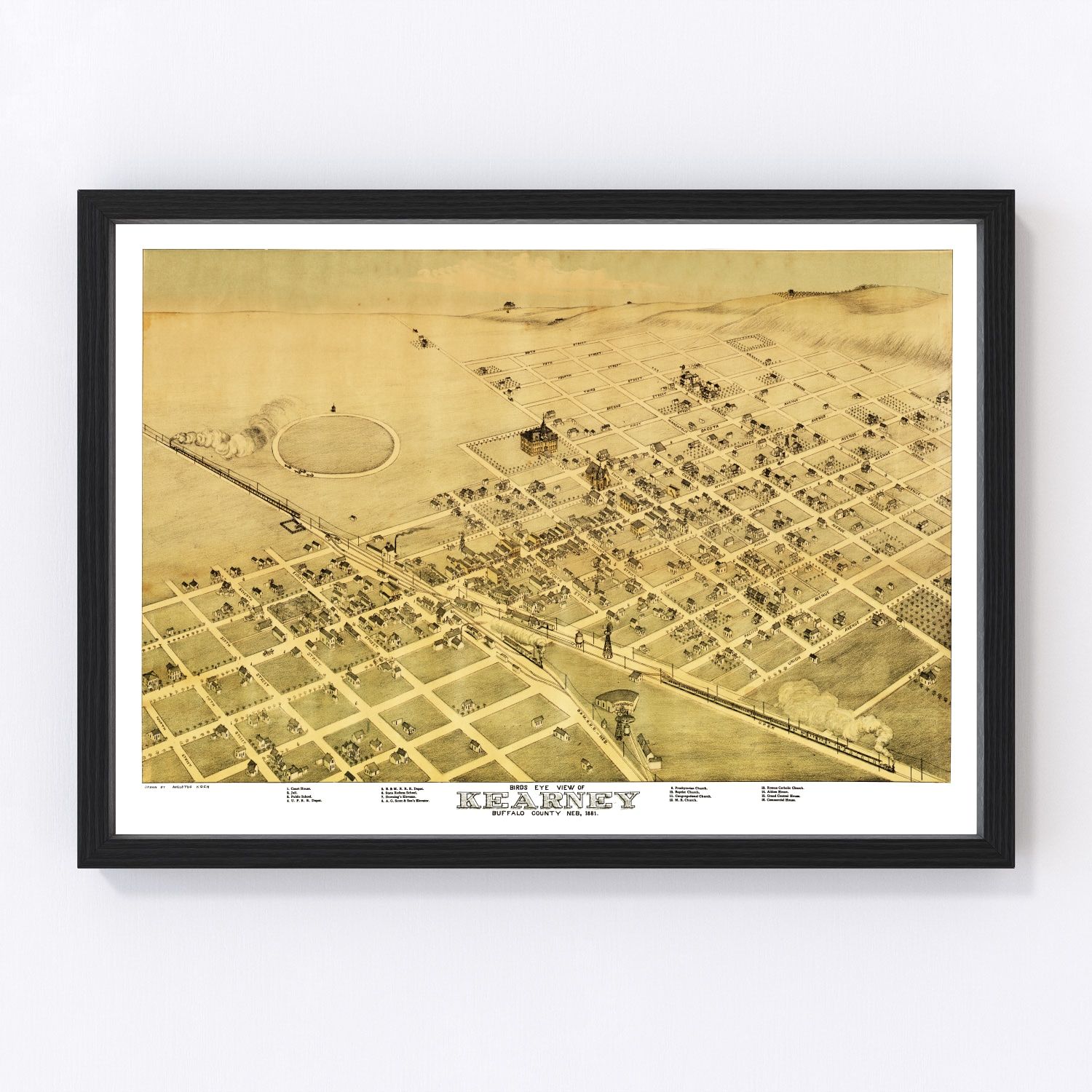 Vintage map of Kearney, Nebraska, 1881