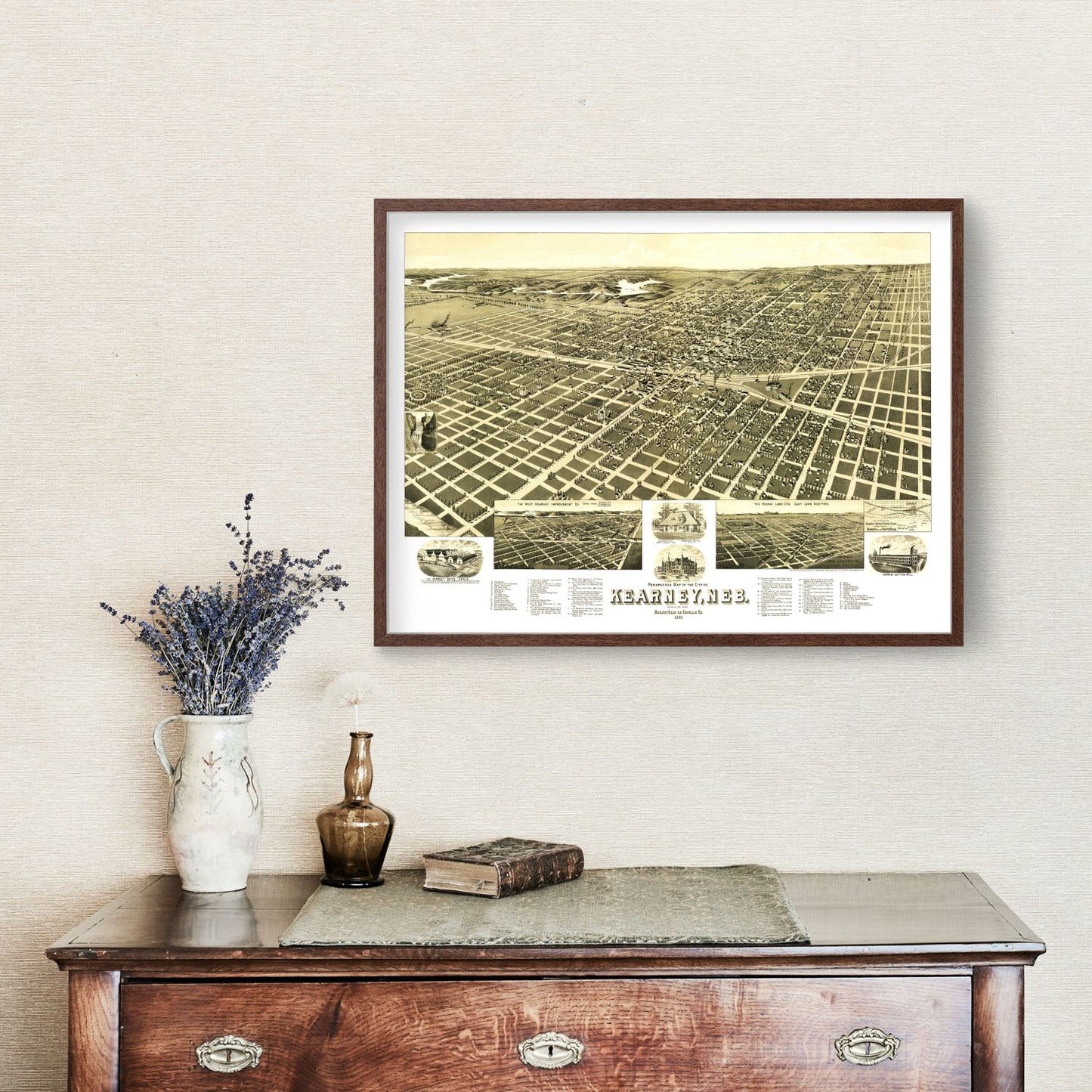 Vintage Map of Kearney, Nebraska, 1889